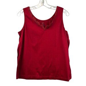 Cabernet Womens Lace V-Neck Sleeveless Top Red Size XL